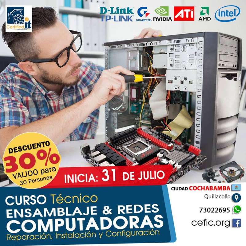 Curso técnico en REPARACIÓN Y REDES DE COMPUTADORAS en Cochabamba