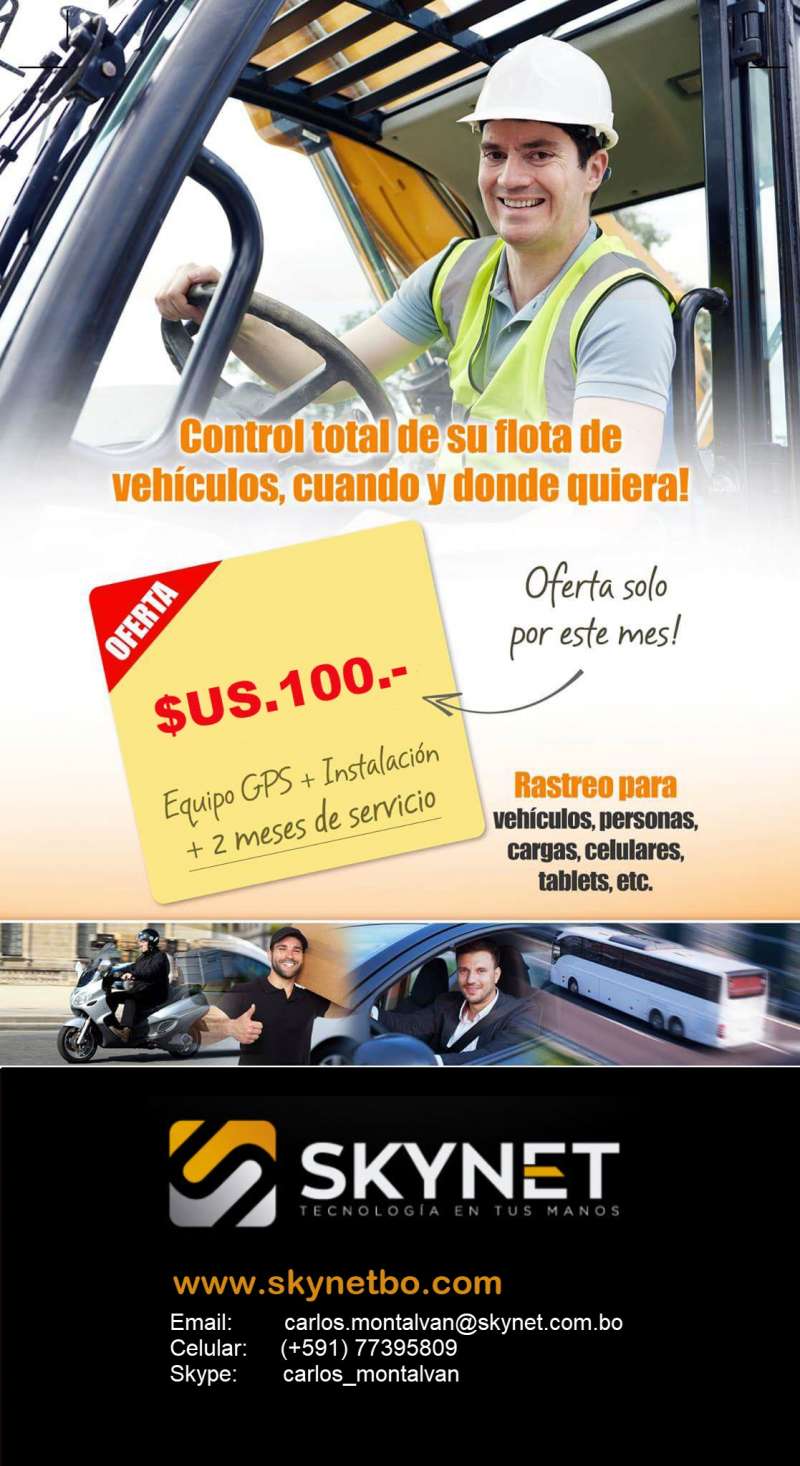 Promoción! $us.100.- Equipo GPS+Instalación+2 meses gratis Foto