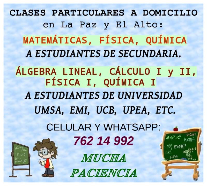 Clases a domicilio Matemáticas Física, Química. Secundaria y Foto